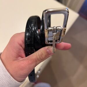 Ralph Lauren Black Leather Belt with Silver Buckle